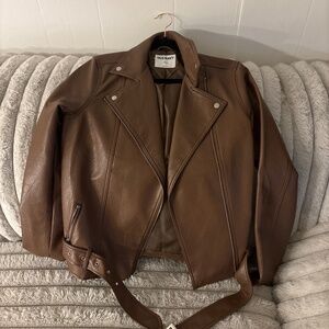 Small tall faux leather biker jacket